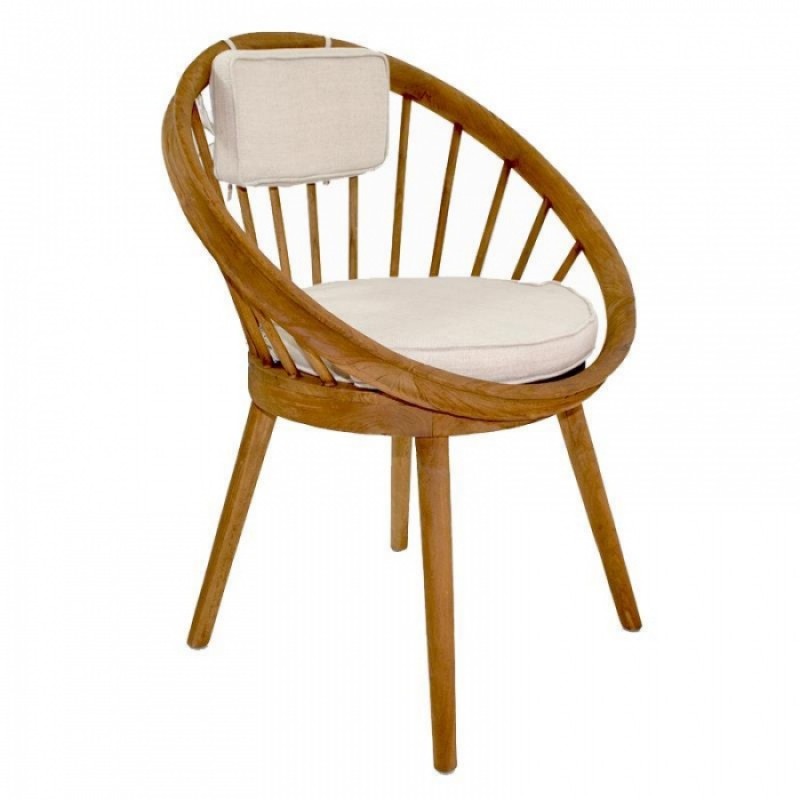 SET BOUTIQUE ΠΟΛΥΘΡΟΝΑ SPOKE TEAK -  Πολυθρόνα με ξύλο teak, με μαξιλάρι   Μήκος: 60 cm, Πλάτος: 60 cm, Ύψος: 80 cm