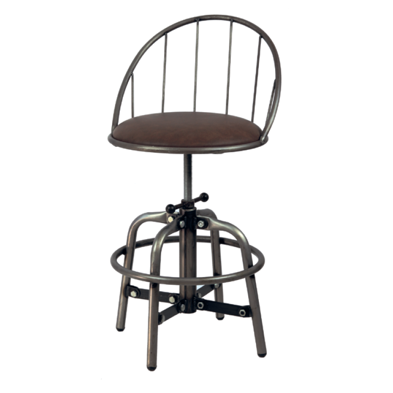 Μεταλλικό σκαμπό με πλάτη καθισμα ρυθμιζόμενο 48 - 68 cm   FS 612