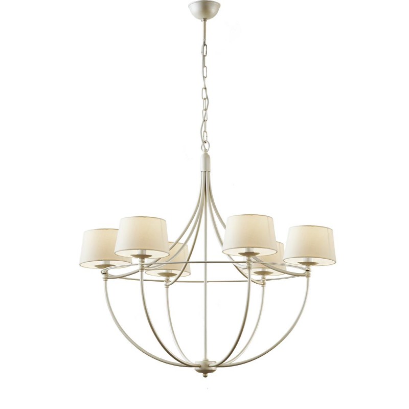 6φωτο φωτιστικό με καπέλα σε λευκή πατίνα | VILLAGE 59535/6K