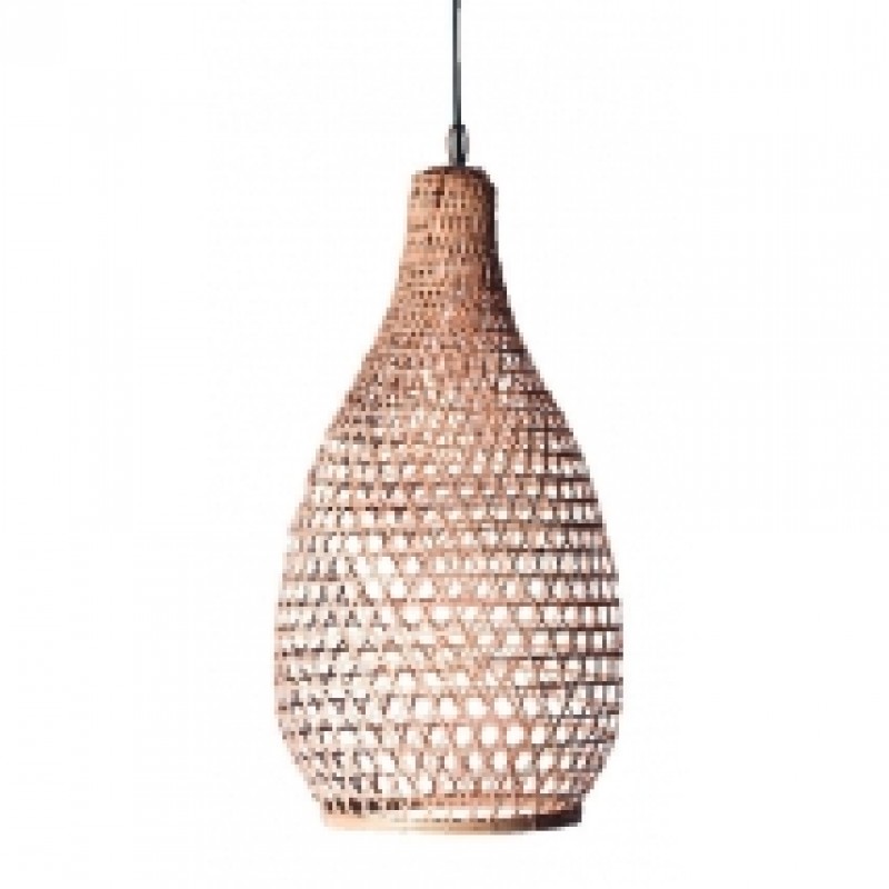 Φωτιστικό φυσικό Rattan κρεμαστό άνευ καλωδίωσης  M  - SEK 170 Μήκος: 30cm Ύψος: 65cm