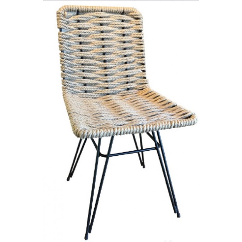 ME 132 -Μεταλλική Καρέκλα με επένδυση απο φυσικό σχοινί φυσικο χρωμα  ( Υ: 80 Β: 55 Μ: 44)