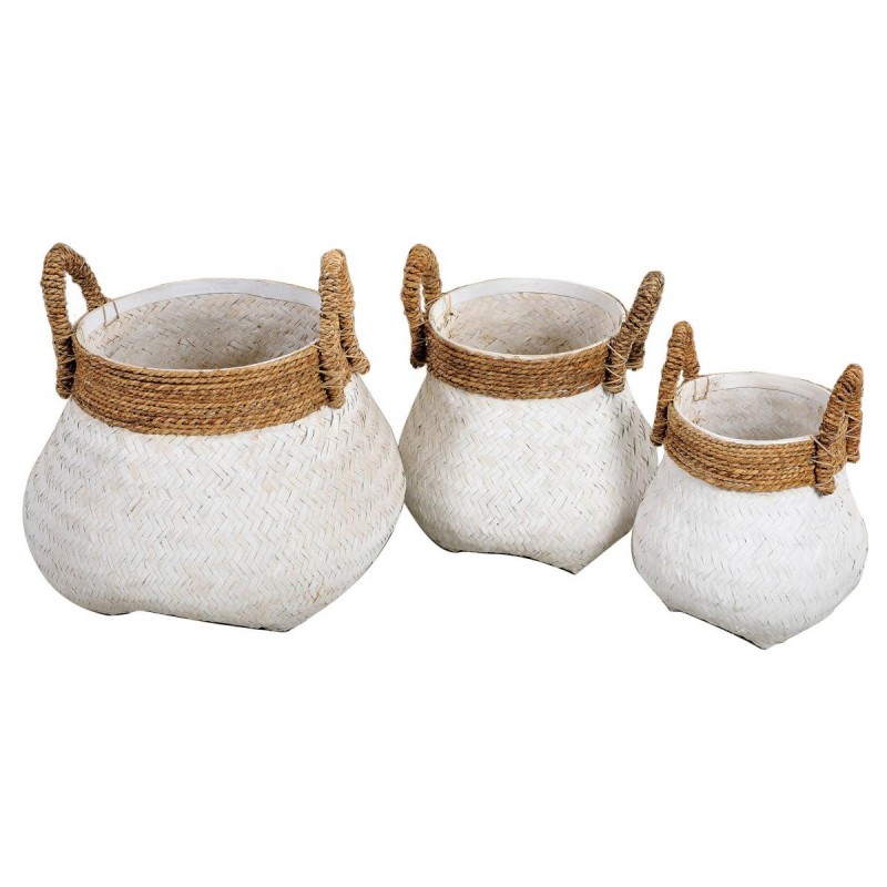 Σετ καλάθια 3 τεμαχίων από φυσικό ρατταν. Διάσταση : Φ.0,50χ0,50 & Φ.0,40χ0,45 & Φ. 0,30χ0,35 - 302759