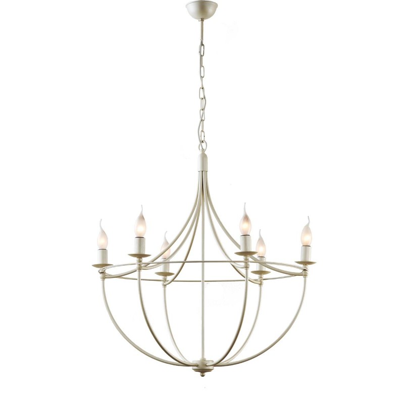 Παραδοσιακό 6φωτο φωτιστικό σε λευκή πατίνα | VILLAGE 59535/6