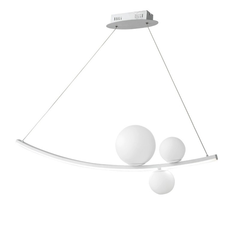 Φωτιστικό κρεμαστό λευκό 230V led 48w 4800Lm θερμό λευκό 3000k dimmable SO.ALTALENA/B.CO ONDALUCE