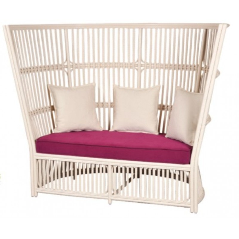 JKG  1705  Καναπές 2θέσιος με ψηλή πλάτη από φυσικό ραττάν σε λευκό χρώμα. 165*135*85 cm