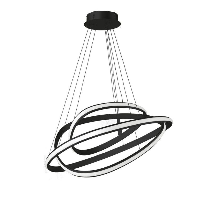 Φωτιστικό κρεμαστό μαύρο 230V led 60w 3600Lm θερμό λευκό 2500k dimmable SO.TRES/NERO ONDALUCE