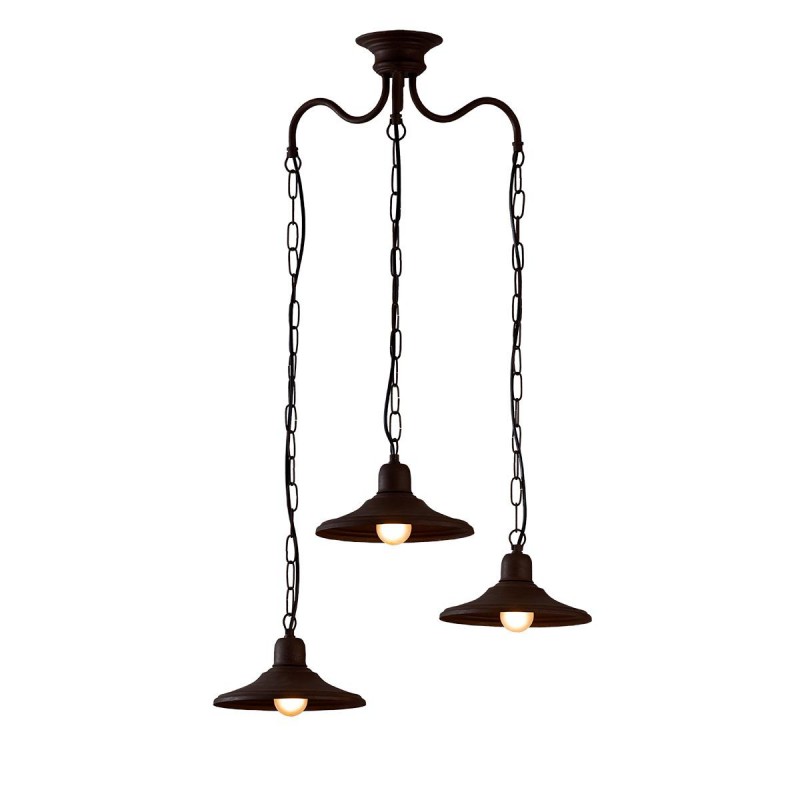 Παραδοσιακό 3φωτο φωτιστικό σε καφέ πατίνα | ΙΟΣ 5026C/20/3