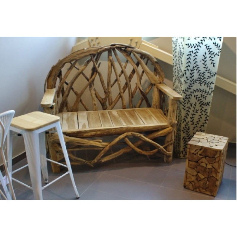 Διθέσιος Καναπές 136X60Χ45-132 υψοςcm  από Φυσικό Ακατέργαστο Ξύλο JK-132289