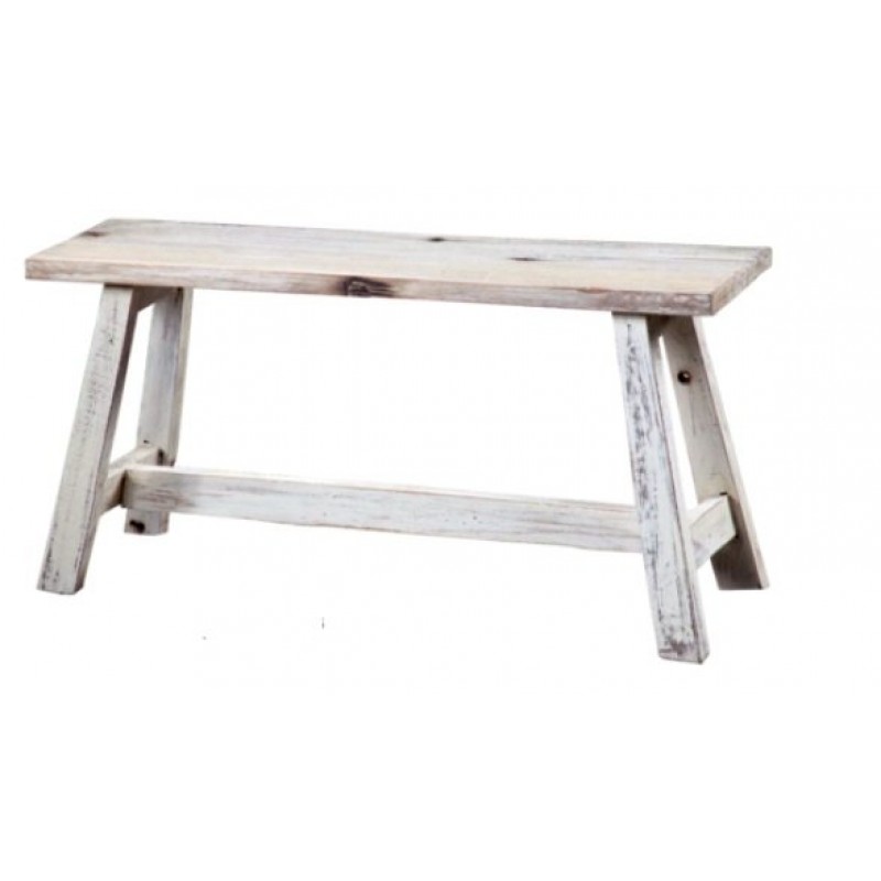 JΚ 131717 Παγκάκι μασίφ χειροποίητο ξύλινο από recycled wood white wash. 90Χ45χ25  cm