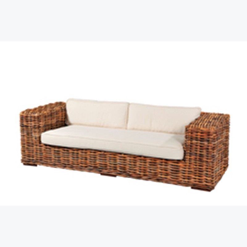 JK 30437  Καναπές 3 θέσιος SAINT ΤROPEZ από λυγαρία (μασίφ κλαδί) και λευκά μαξιλάρια. 220Χ85Χ64cm 