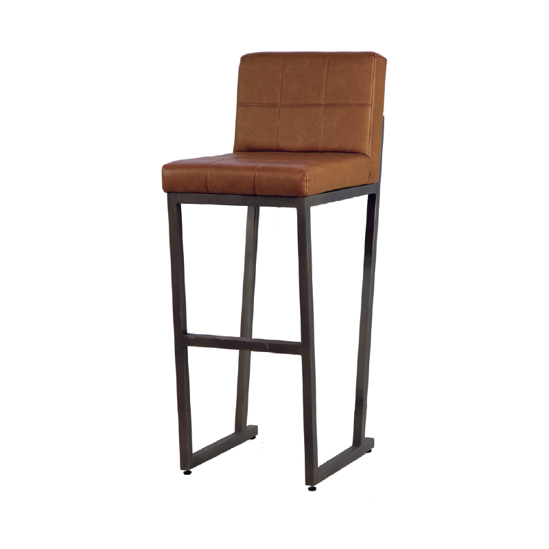 Μεταλλικό Σκαμπώ  μπάρ με πλάτη και κάθισμα με ταπετσαρία μαξιλαράκι -  S 142