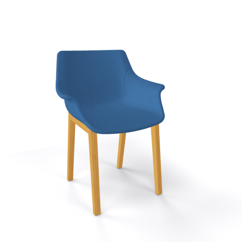 Gaber MORE BL upholstered -Πολυθρόνα με ταπετσαρία και ξύλινα  πόδια  60x57x79(61/46)cm