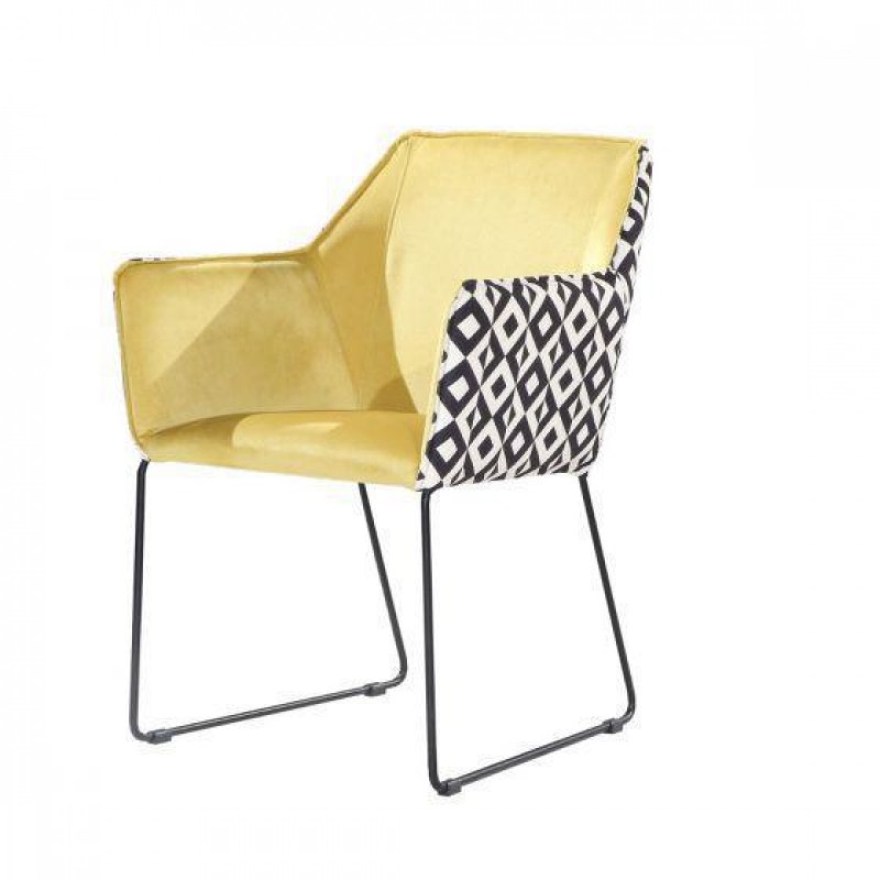 Μεταλλική Πολυθρόνα - καρέκλα κιτρινο υφασμα 57x60x80cm - PPM100 - EL8788