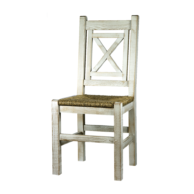  Κ 999 . Καρέκλα ξύλινη απο μασίφ οξιά-  αμμοβολή με ψάθινο κάθισμα   Υ: 100 Β: 47 Μ: 45