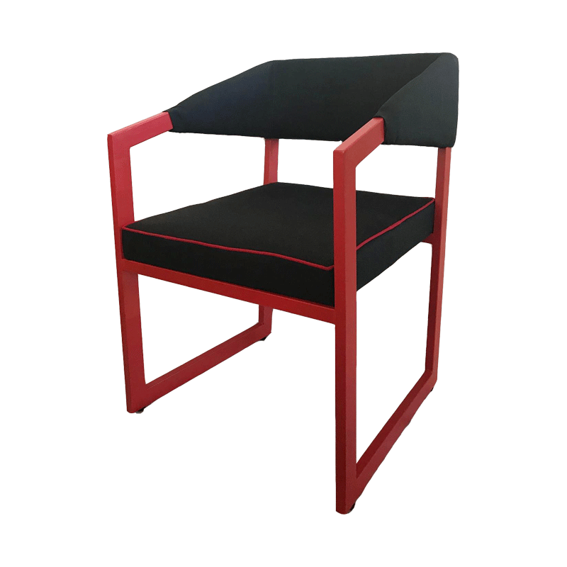 ME 86 Πολυθρόνα μεταλλική  με ταπετσαρία καφέ  Υ: 82 Β: 55 Μ: 58