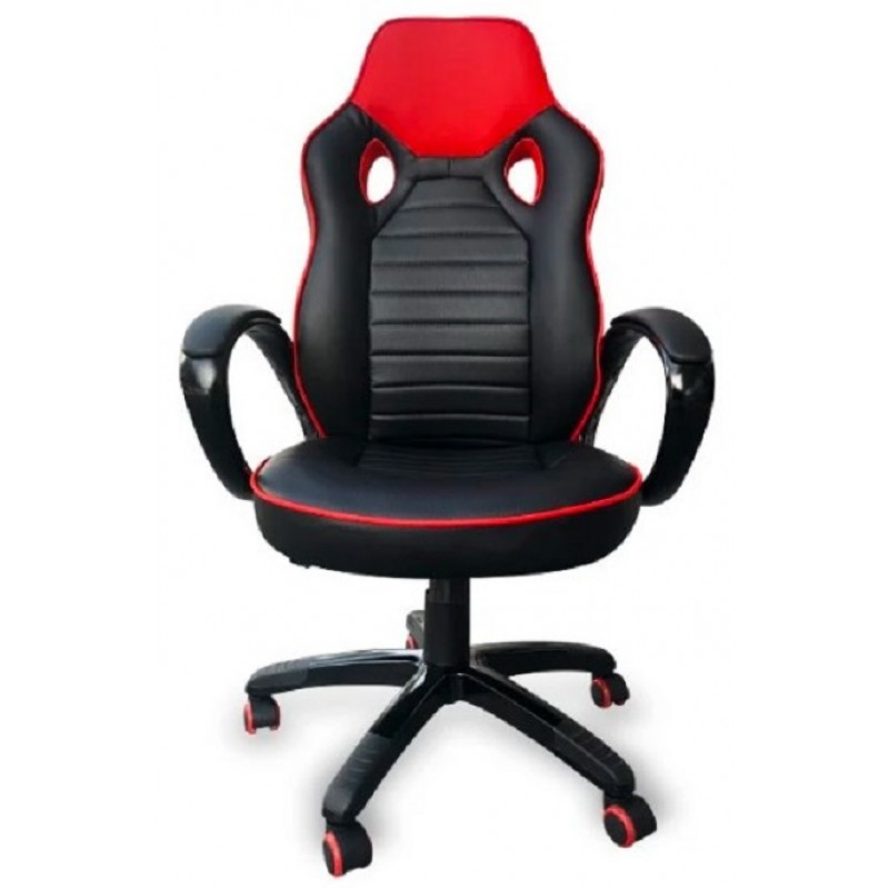 ΚΑΡΕΚΛΑ ΓΡΑΦΕΙΟΥ SPACE KOKKINO-ΜΑΥΡΟ 56X62X(112 - 121) ΜΕ ΕΠΕΝΔΥΣΗ ΔΕΡΜΑΤΙΝΗΣ