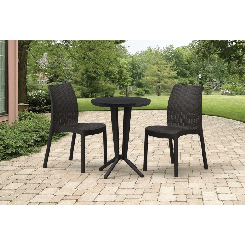 Σετ Κήπου bistro 3 τμχ Πολυπροπυλένιο wicker/ Γραφίτης