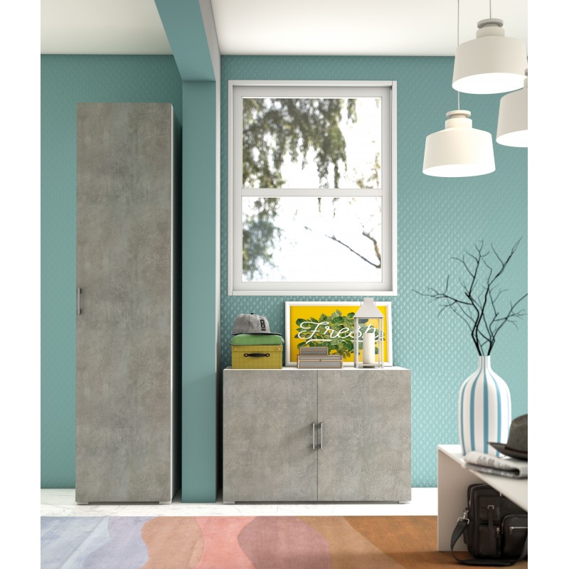 Ντουλάπα μονόφυλλη με 4 ράφια Λευκή - Γκρι 45x45x195 Ντουλάπα μονόφυλλη με 4 ράφια Λευκή - Γκρι 45x45x195