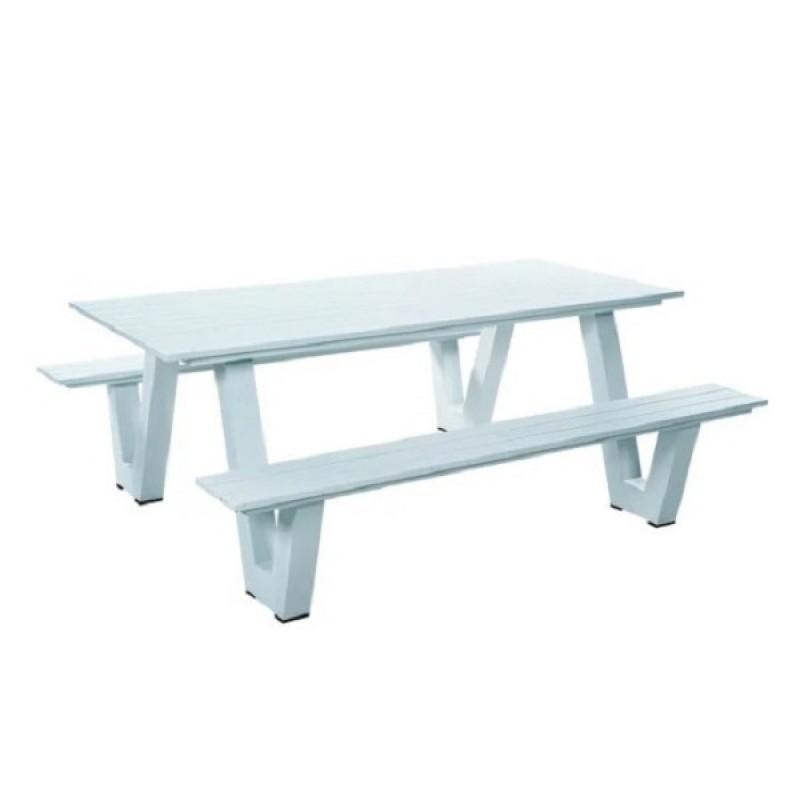 Πάγκος πικ νικ αλουμινίου λευκό - Π220 x Β189 x Υ74  cm - JERRY  0702-5204