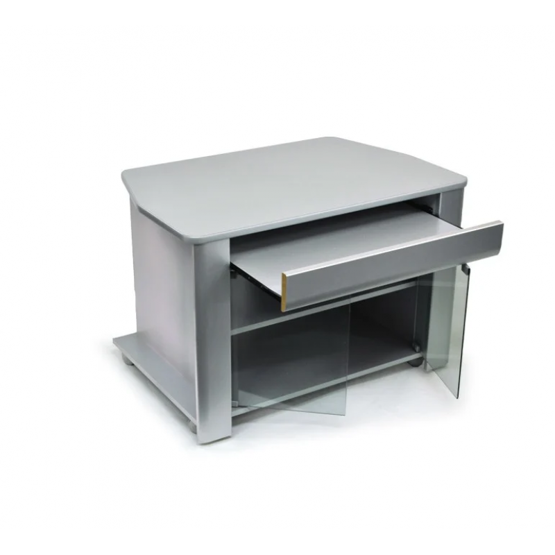 TEKNO TV - Έπιπλο τηλεόρασης με πορτάκια και συρτάρι, σε ασημί χρώμα. 93*60*64