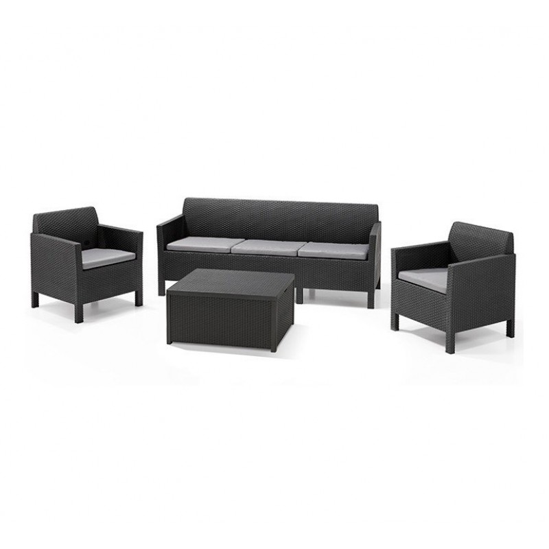 Σετ Κήπου 4τμχ wicker allibert orlando triple set graphite