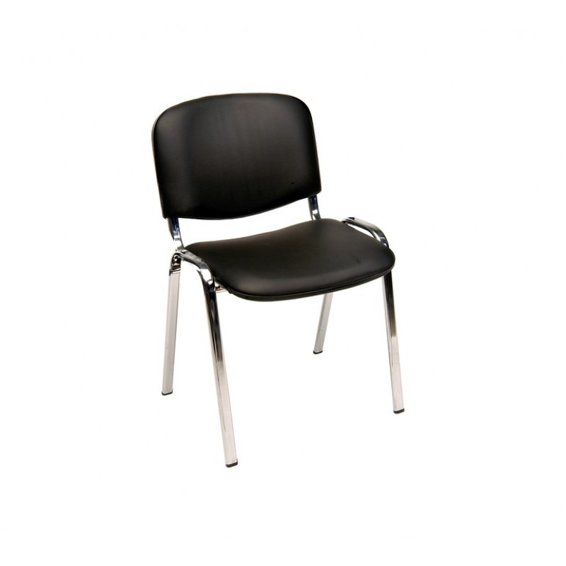 LEDA ΧΡΩΜΙΟΥ-SKYBLACK  0901-1032  Καρέκλα επισκέπτου με σκελετό χρωμίου και επένδυση μαύρη δερματίνη. Διαστάσεις: 55x52x81.