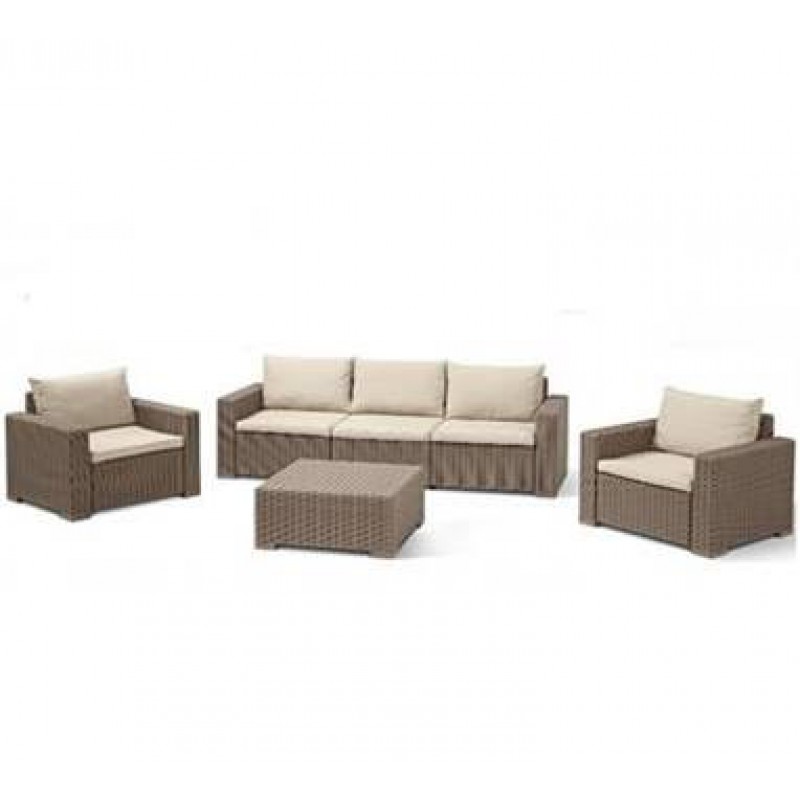Σετ Σαλονιού Εξωτερικού Χώρου California Triple με Μαξιλάρια Cappuccino 4τμχ 