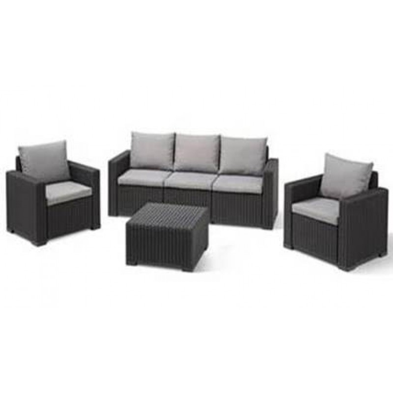 Σετ Σαλονιού Εξωτερικού Χώρου CALIFORNIA TRIPLE SET  4τμχ    ΣΕ ΑΠΟΧΡΩΣΗ ΑΝΘΡΑΚΙ ROUND POLYRATTAN  ΜΕ ΜΑΞΙΛΑΡΙΑ