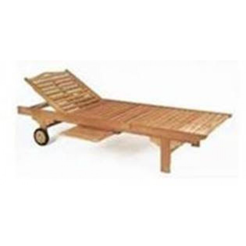 CLASSIC  TEAK  Ξύλινη ξαπλώστρα από teak. Με ρόδες κύλισης και συρόμενο τραπεζάκι  