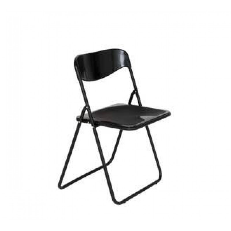 POKER ΜΑΥΡΗ Πτυσσόμενη καρέκλα με μεταλλικό σκελετό και πλαστική πλάτη-κάθισμα Διάσταση: 78X45,5X48 ανοιχτή