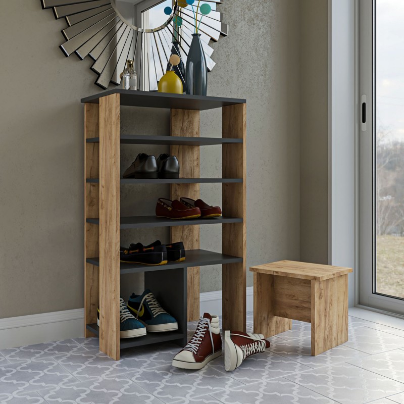 Παπουτσοθήκη Bradley Χρυσό Δρυς-Ανθρακί Παπουτσοθήκη Bradley Χρυσό Δρυς-Ανθρακί