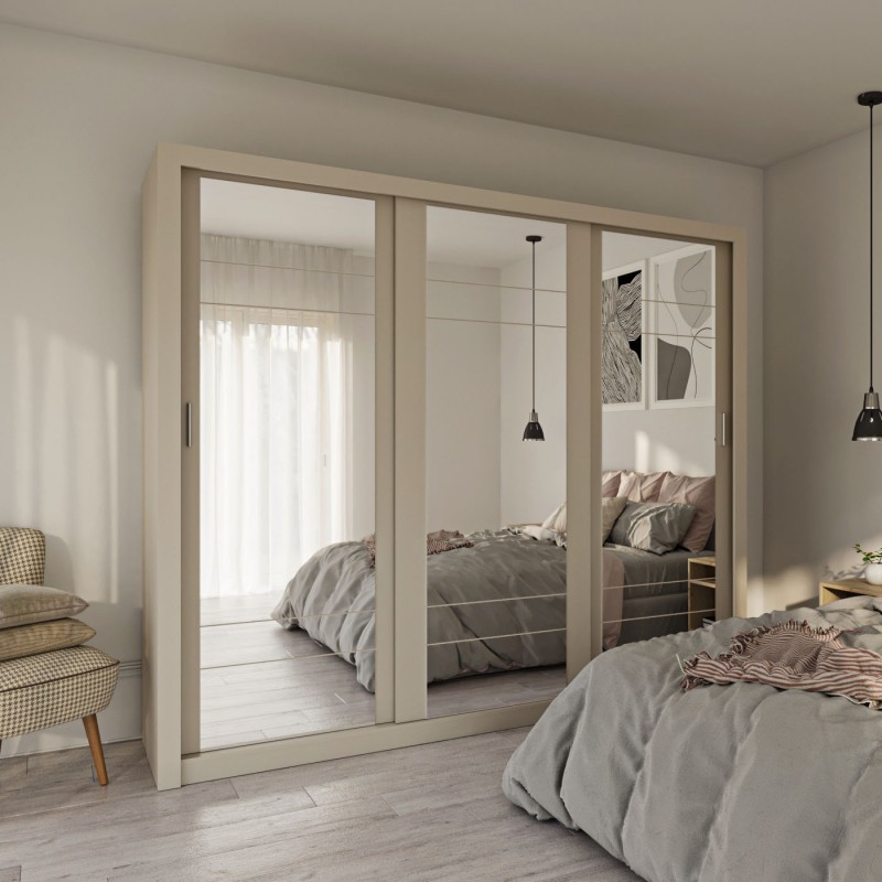 Ντουλάπα Grandio Cashmere με καθρέφτη 250x60x215cm