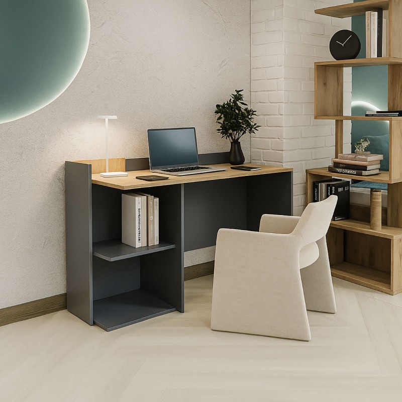 Γραφείο Iris Γραφίτη-Χρυσό Δρυς 112x55x85cm