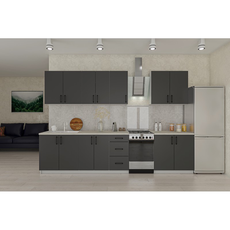 Κουζίνα Liana 8 Τεμαχίων Ανθρακί 260x60x200cm