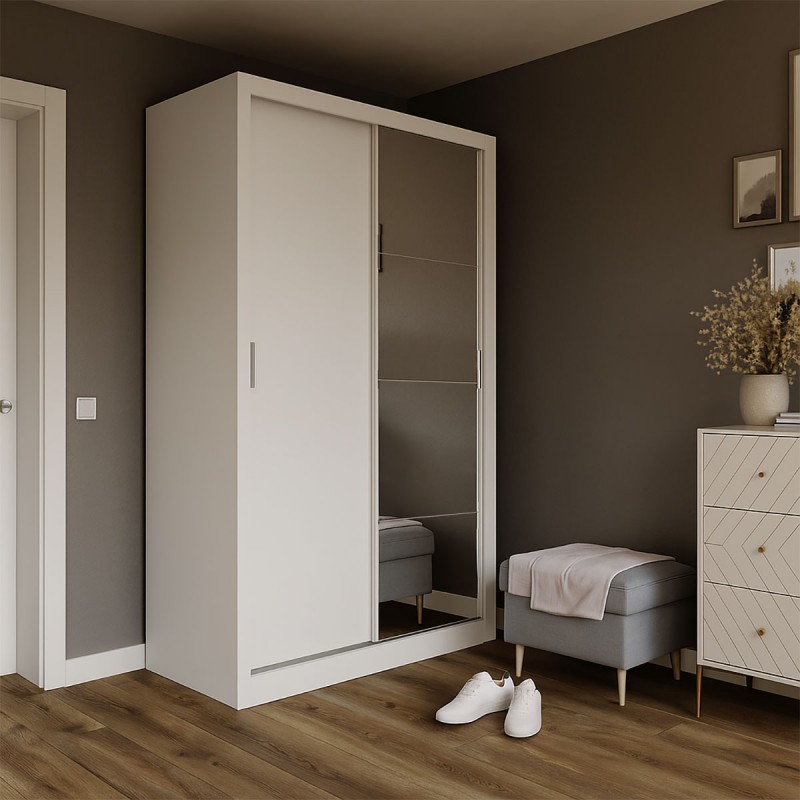 Ντουλάπα Linea Λευκή με καθρέφτη 120x60x215cm