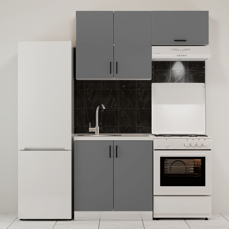 Κουζίνα Modest Σετ 3 Κουτιών Ανθρακί Άνω Κουτιά 140cm Κάτω 80cm