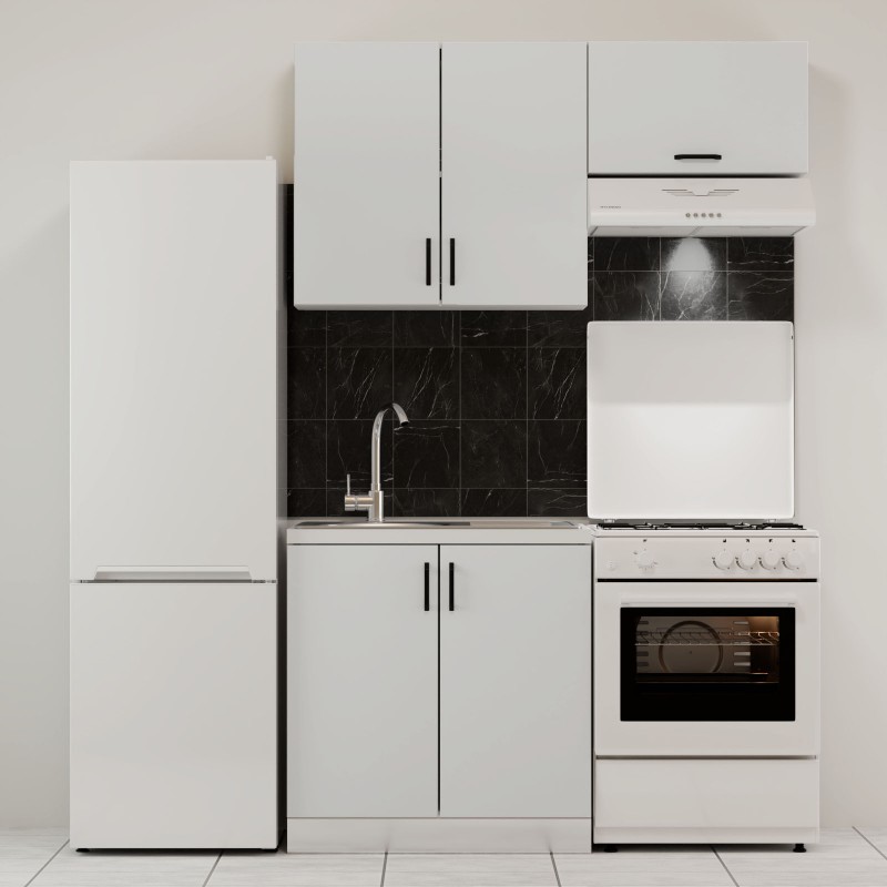 Κουζίνα Modest Σετ 3 Κουτιών Λευκό Άνω Κουτιά 140cm Κάτω 80cm