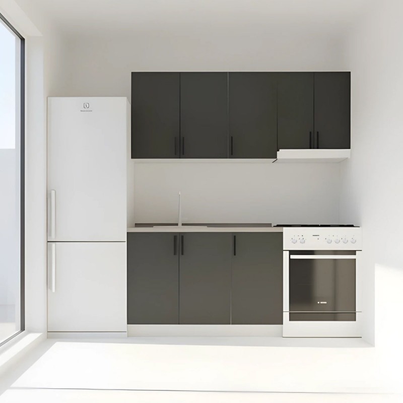 Κουζίνα Modest Σετ 5 Κουτιών Ανθρακί Άνω Κουτιά 170cm Κάτω 110cm