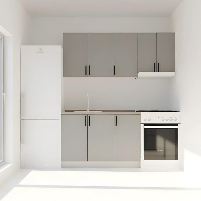 Κουζίνα Modest Σετ 5 Κουτιών Γκρι Άνω Κουτιά 170cm Κάτω 110cm