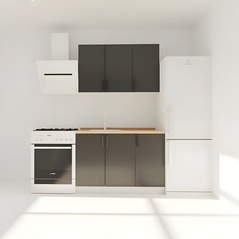 Κουζίνα Modest Σετ 4 Κουτιών Ανθρακί Άνω Κουτιά 120cm Κάτω 120cm