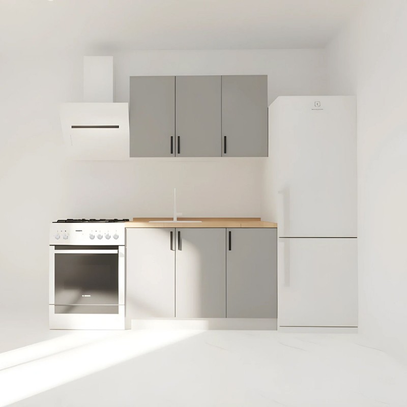 Κουζίνα Modest Σετ 4 Κουτιών Γκρι Άνω Κουτιά 120cm Κάτω 120cm