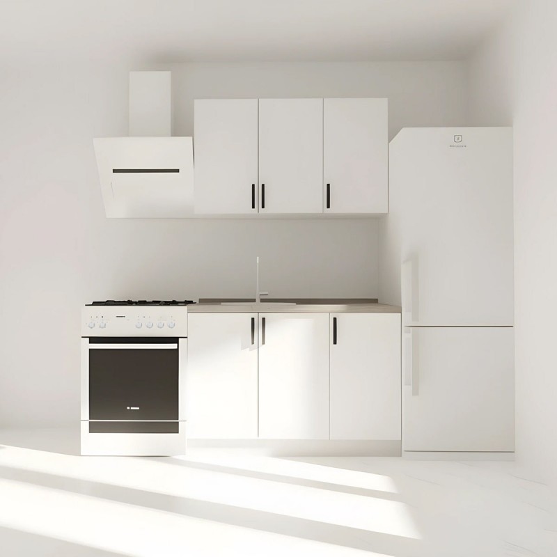 Κουζίνα Modest Σετ 4 Κουτιών Λευκή Άνω Κουτιά 120cm Κάτω 120cm