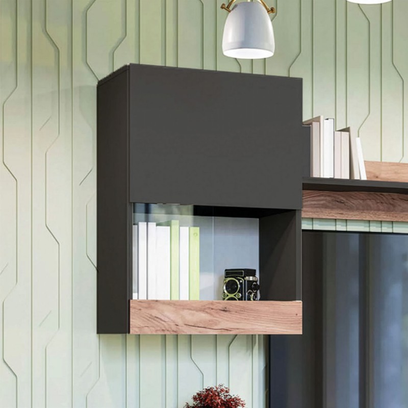 Κρεμαστό Ντουλάπι Morocco Ανθρακί-Χρυσό Δρυς 55x31x78.5cm