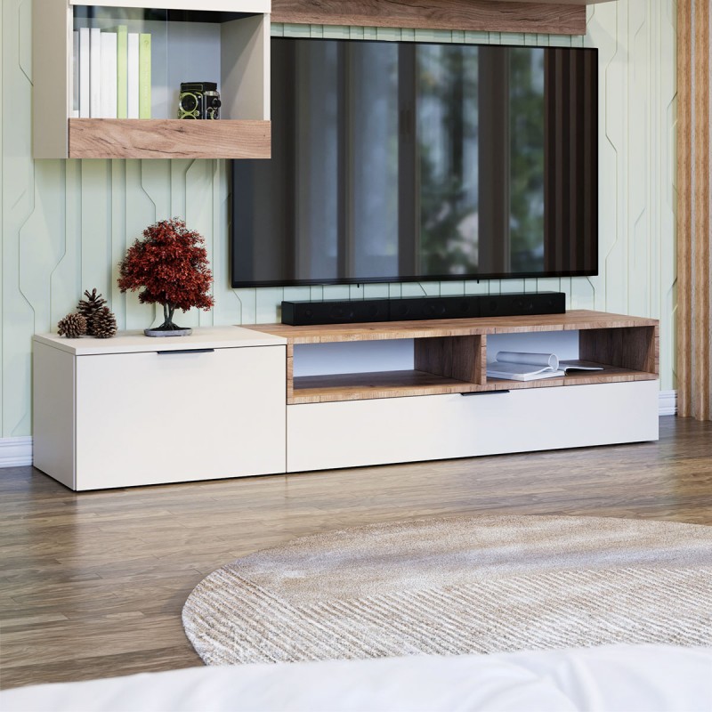 Έπιπλο TV Morocco Μπεζ-Σκούρο Δρυς 175x39x35cm