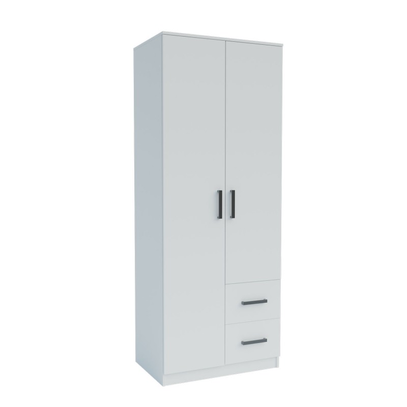 Ντουλάπα Δίφυλλη με συρτάρια Simple Λευκή 80x52x205cm