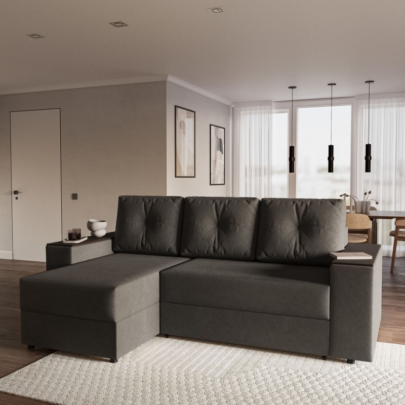 Triumph Γωνιακός Καναπές Κρεβάτι με Αναστρέψιμη Γωνία Γκρι 241x147x94cm