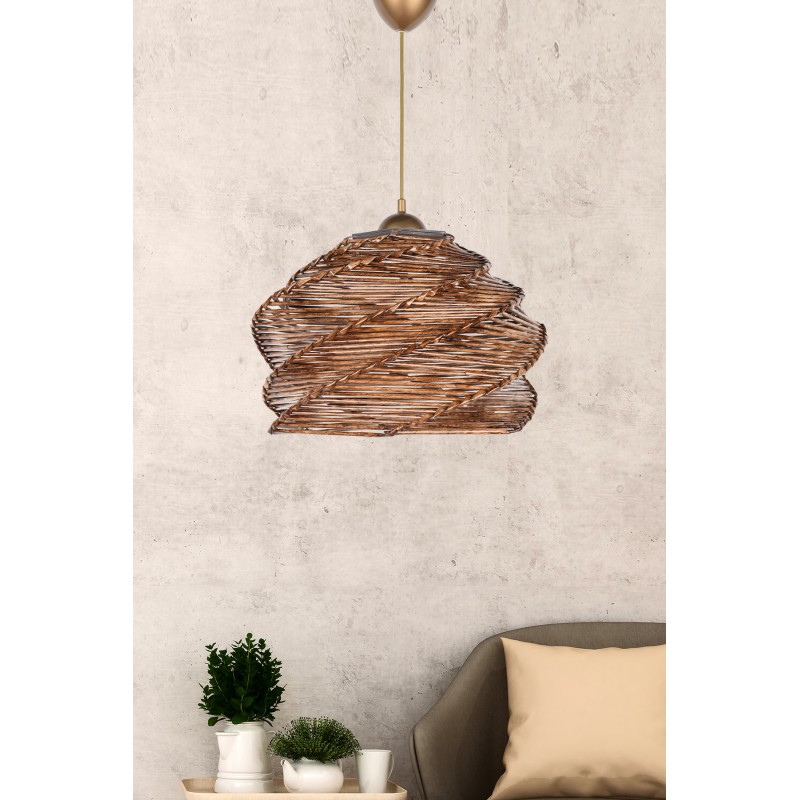 Κρεμαστό Φωτιστικό Μονόφωτο Καφέ Φ35x80cm E27