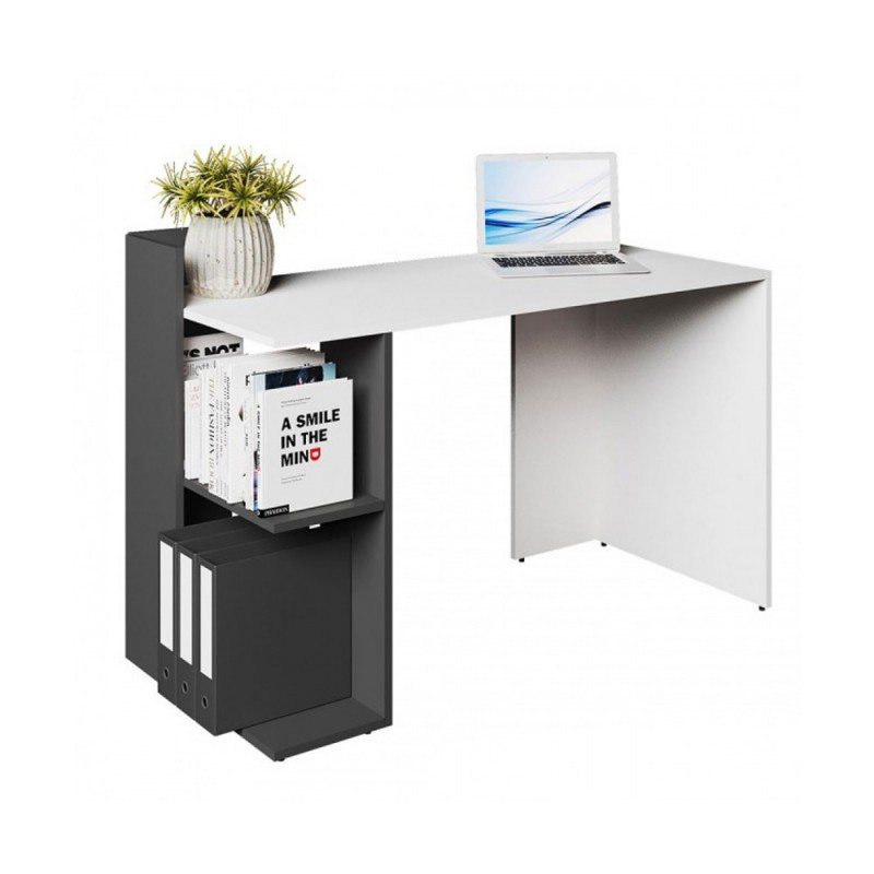 Γραφείο HO SHELF Λευκό-με Γραφίτη Μοντέρνα Σχεδίαση 120x55x85εκ