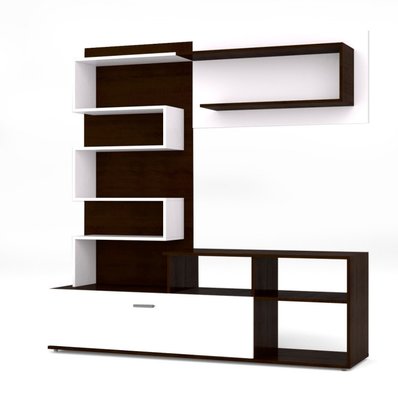 Σύνθεση Τηλεόρασης Jasmin 170x41.5x170εκ Wenge(Σοκολά)-Λευκό