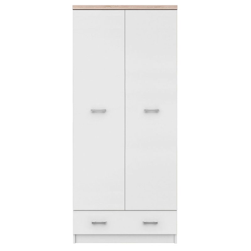 Ντουλάπα Δίφυλλη Top Mix Λευκή με Sonoma 80x57x183cm
